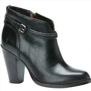 Frye Black Ankle Booties Heel Jenny Leather Zipper Equestrian 8.5